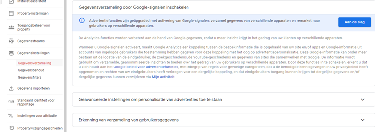 Gegevensverzameling in Google Analytics 4
