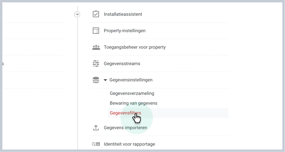 Ga naar ‘Gegevensinstellingen’ en klik op ‘Data Filters’.