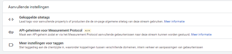 aanvullende instellingen in GA4